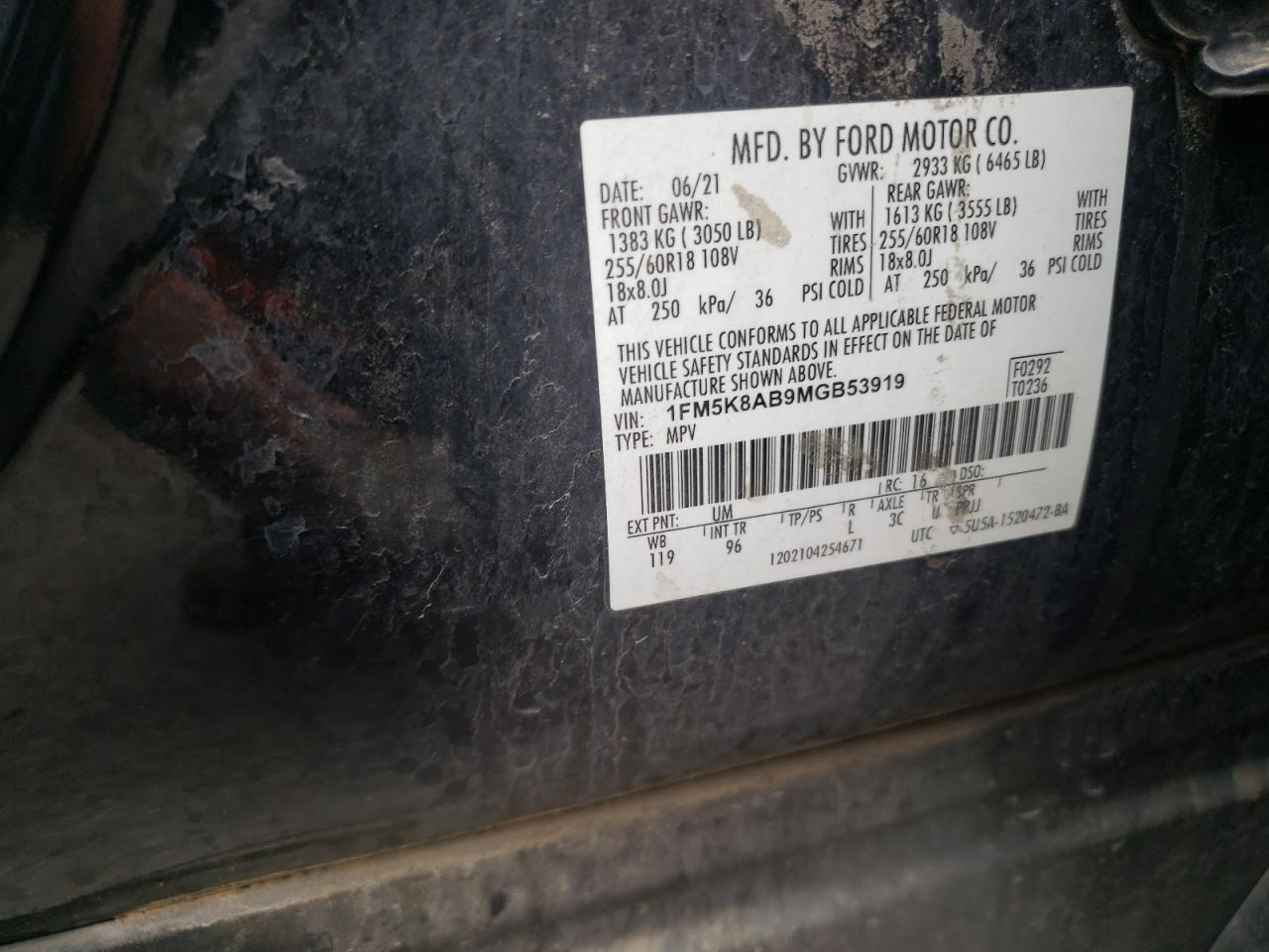 2021 Ford Explorer Police Interceptor VIN: 1FM5K8AB9MGB53919 Lot: 84580995