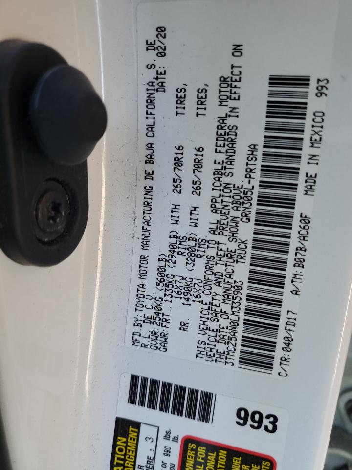 2020 Toyota Tacoma Double Cab VIN: 3TMCZ5AN0LM335903 Lot: 81891225