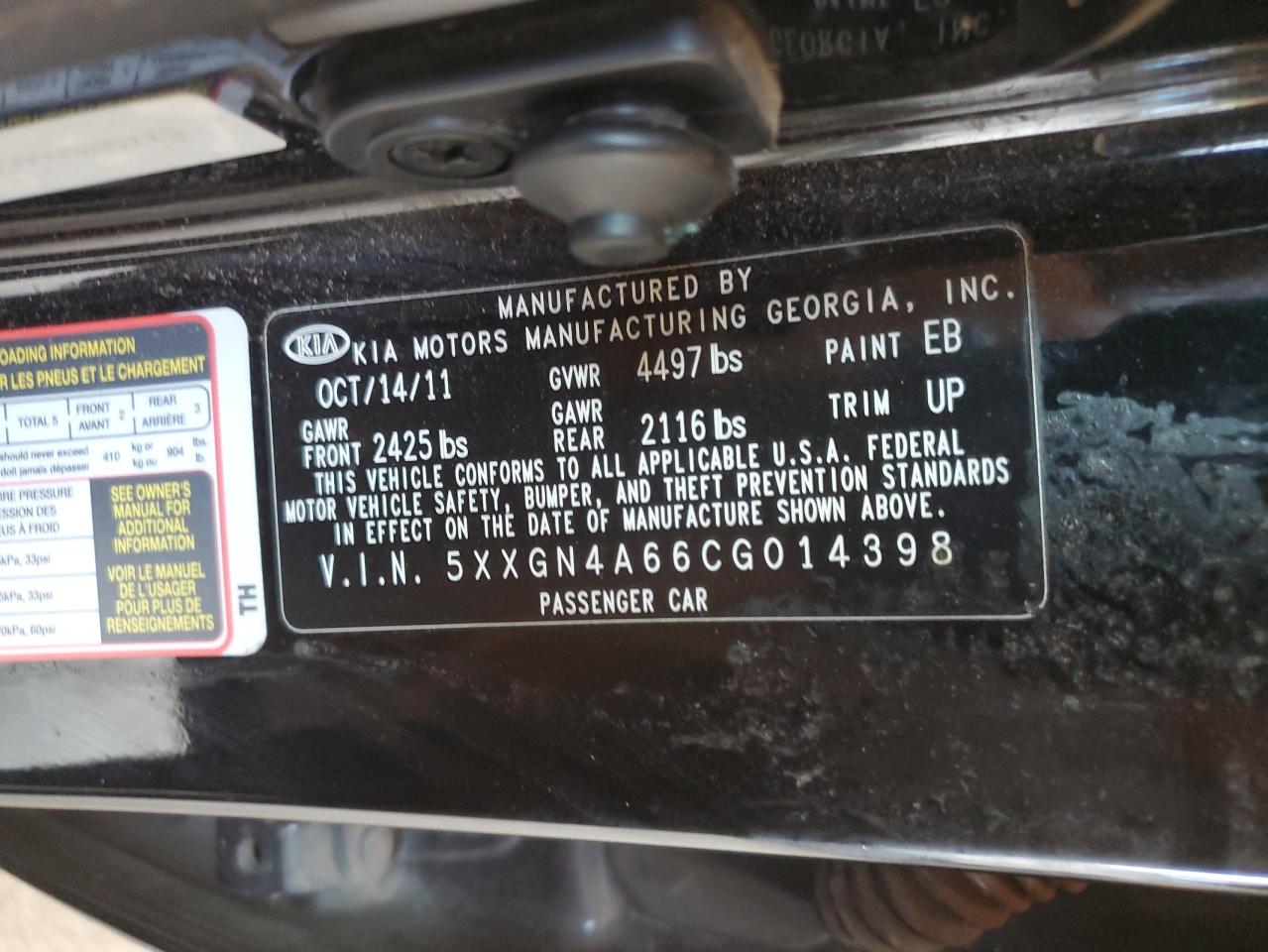 2012 Kia Optima Ex VIN: 5XXGN4A66CG014398 Lot: 72097705