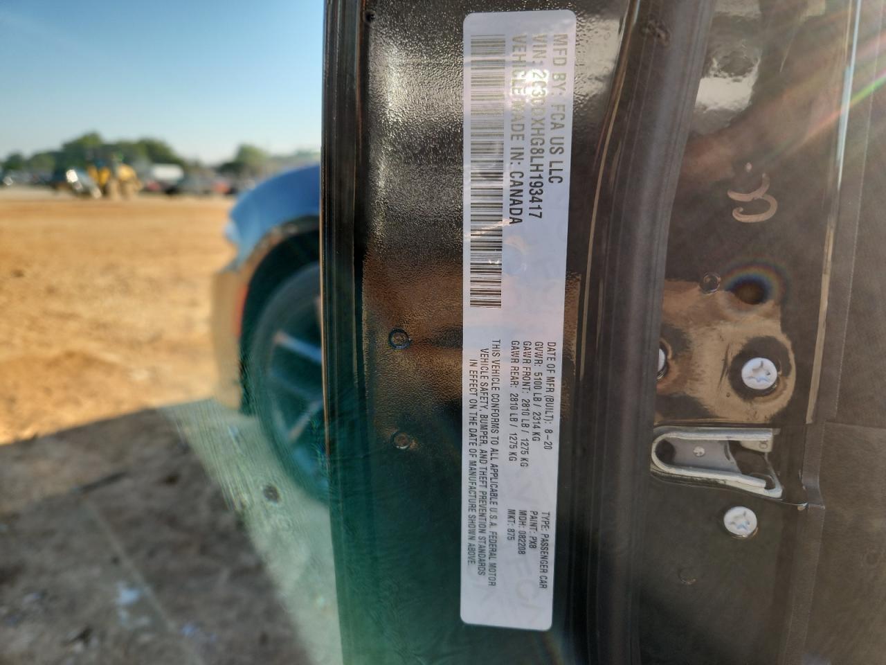 2020 Dodge Charger Gt VIN: 2C3CDXHG8LH193417 Lot: 84468105