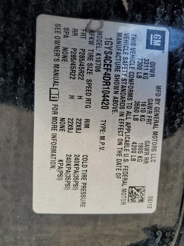 2013 Cadillac Escalade Premium VIN: 1GYS4CEF4DR104420 Lot: 71503815