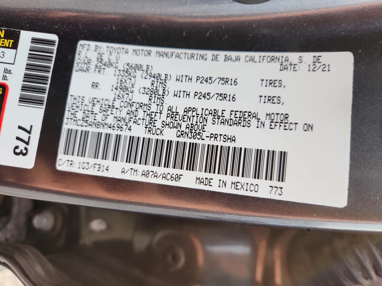 2022 Toyota Tacoma Double Cab VIN: 3TMCZ5AN8NM469674 Lot: 71690465