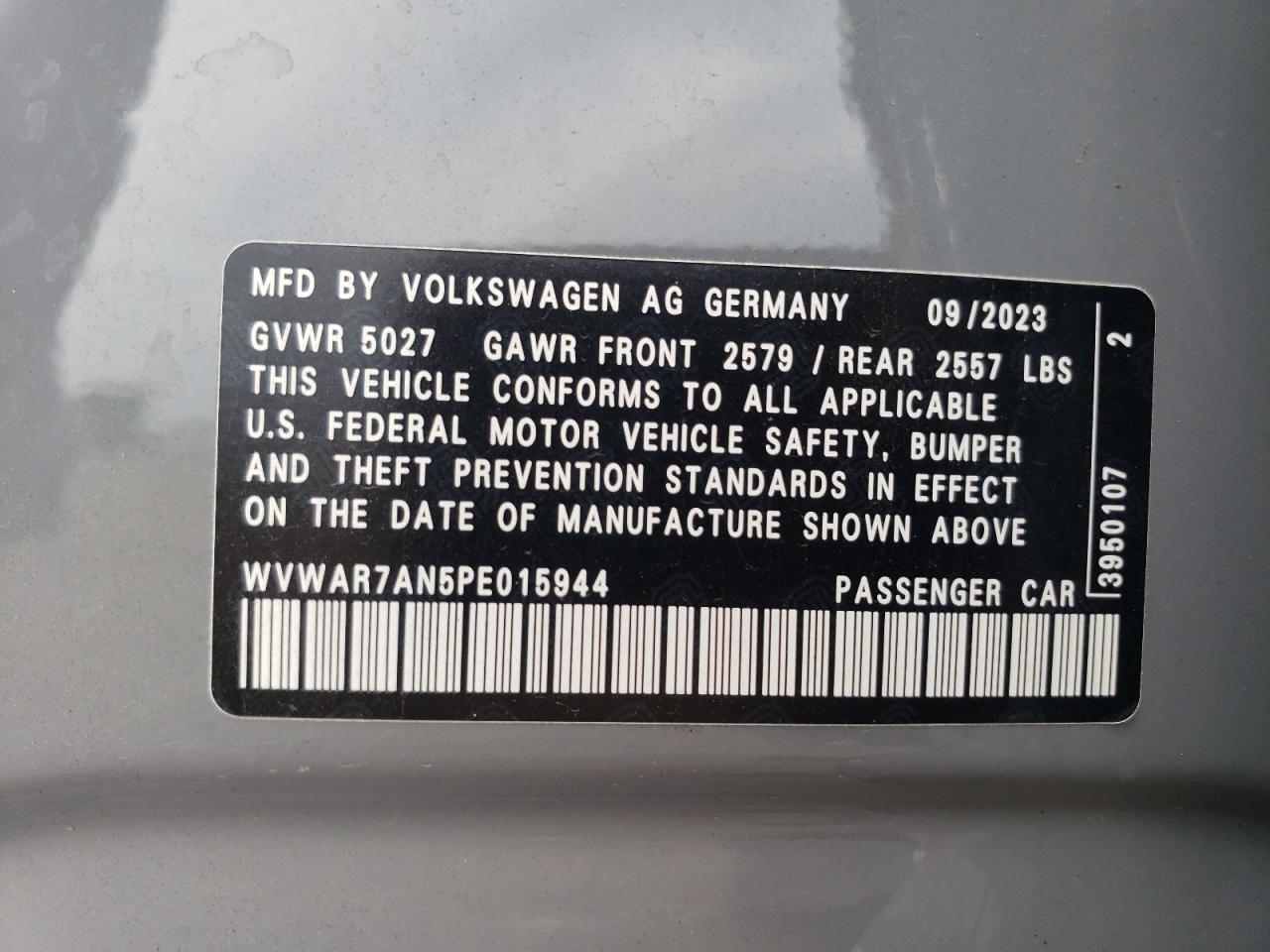 2023 Volkswagen Arteon Sel R-Line VIN: WVWAR7AN5PE015944 Lot: 71269975