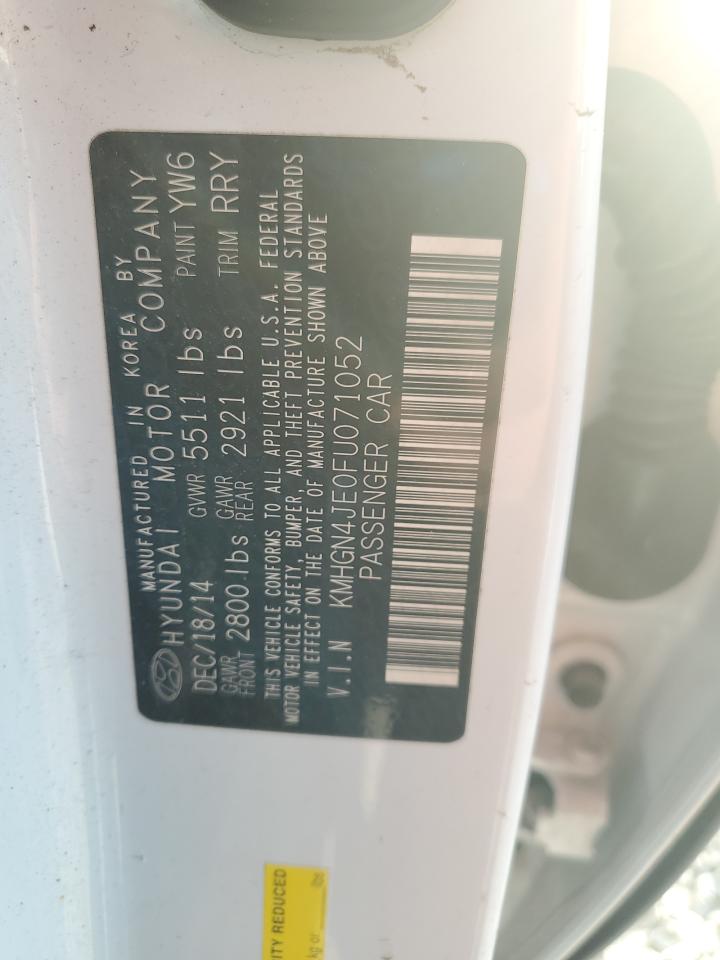 2015 Hyundai Genesis 3.8L VIN: KMHGN4JE0FU071052 Lot: 80308415