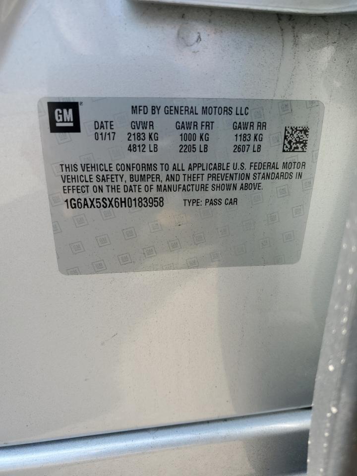 2017 Cadillac Cts Luxury VIN: 1G6AX5SX6H0183958 Lot: 71159835