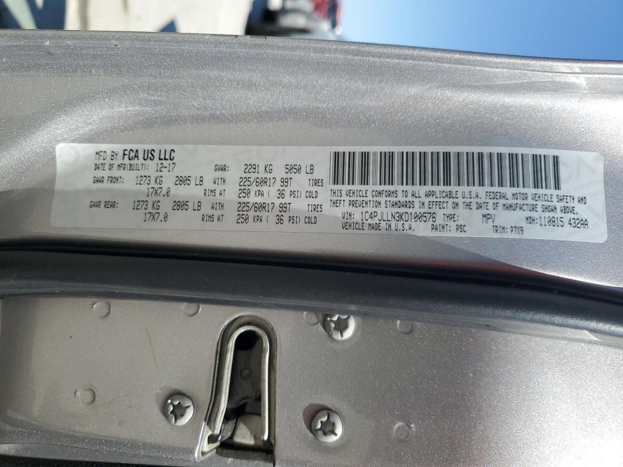 2019 Jeep Cherokee Latitude Plus VIN: 1C4PJLLN3KD100576 Lot: 81036585