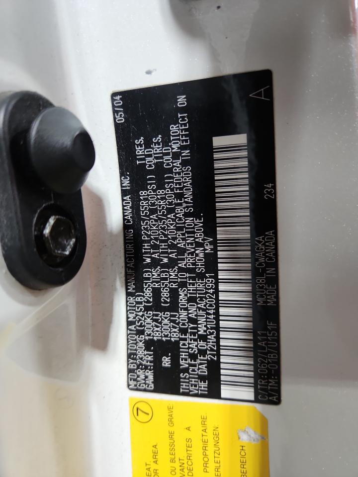 2004 Lexus Rx 330 VIN: 2T2HA31U44C024991 Lot: 71832625