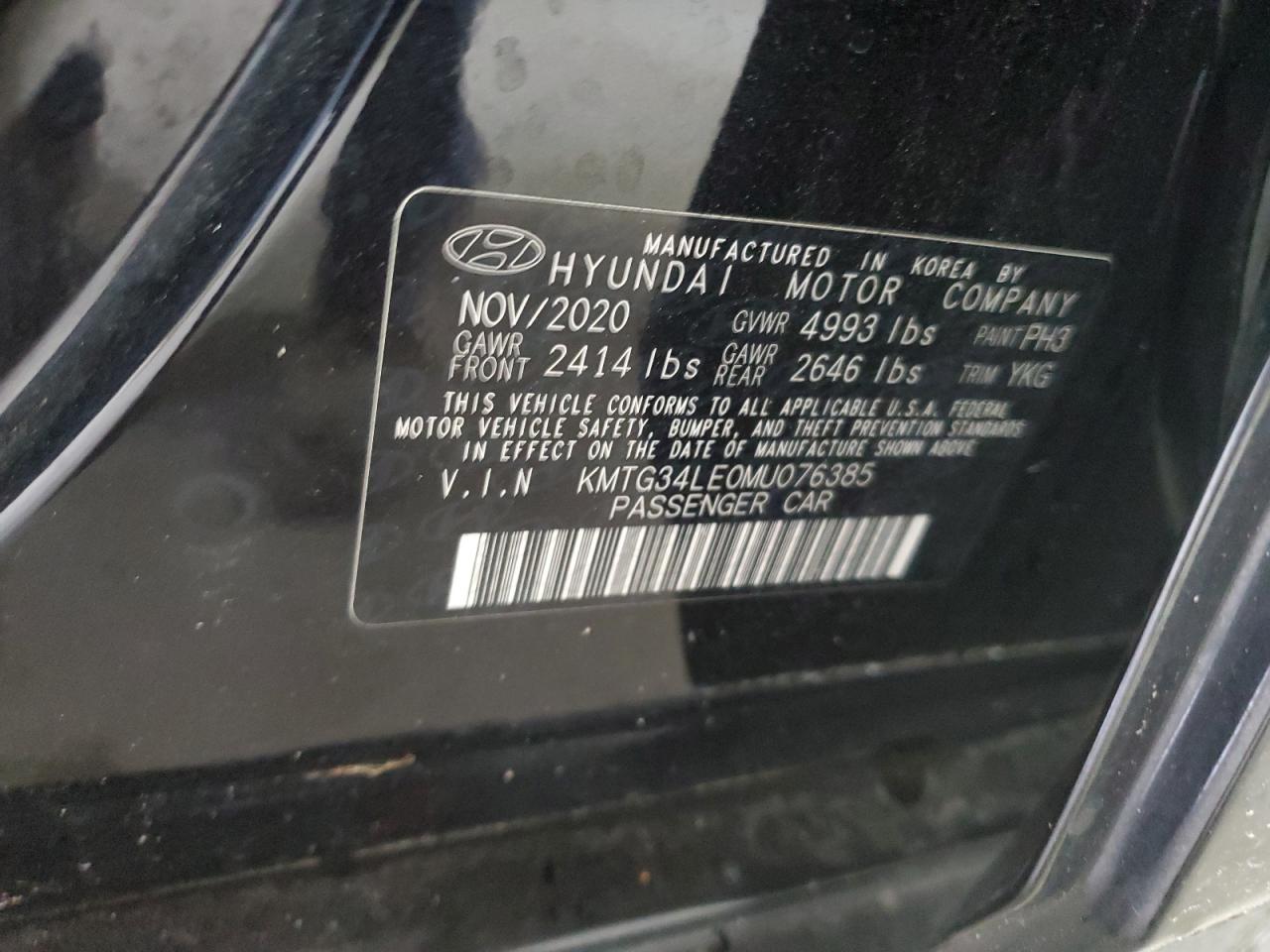 2021 Genesis G70 Prestige VIN: KMTG34LE0MU076385 Lot: 80564175