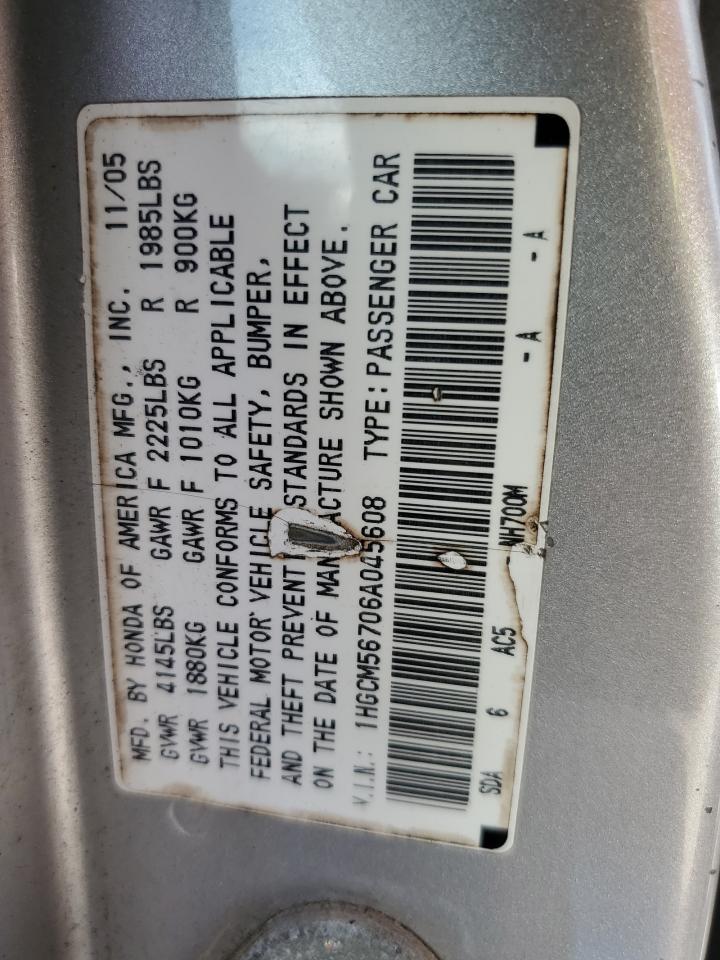 2006 Honda Accord Ex VIN: 1HGCM56706A045608 Lot: 71880945