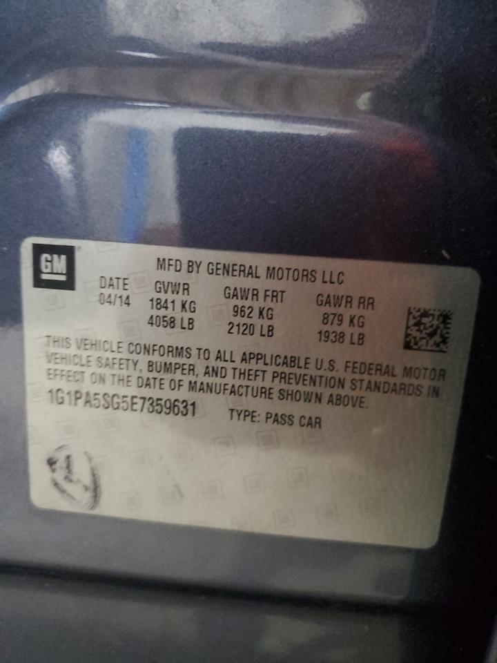 2014 Chevrolet Cruze Ls VIN: 1G1PA5SG5E7359631 Lot: 81202085