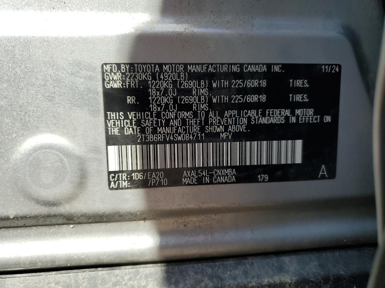 2025 Toyota Rav4 Xle Premium VIN: 2T3B6RFV4SW084711 Lot: 80504855