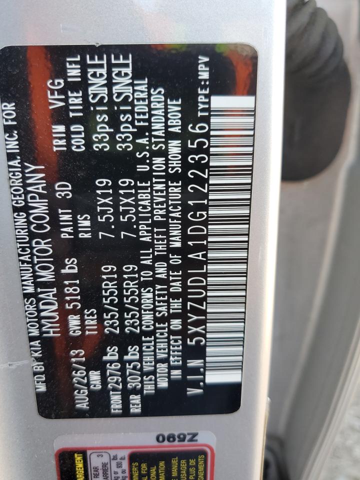 2013 Hyundai Santa Fe Sport VIN: 5XYZUDLA1DG122356 Lot: 81017065