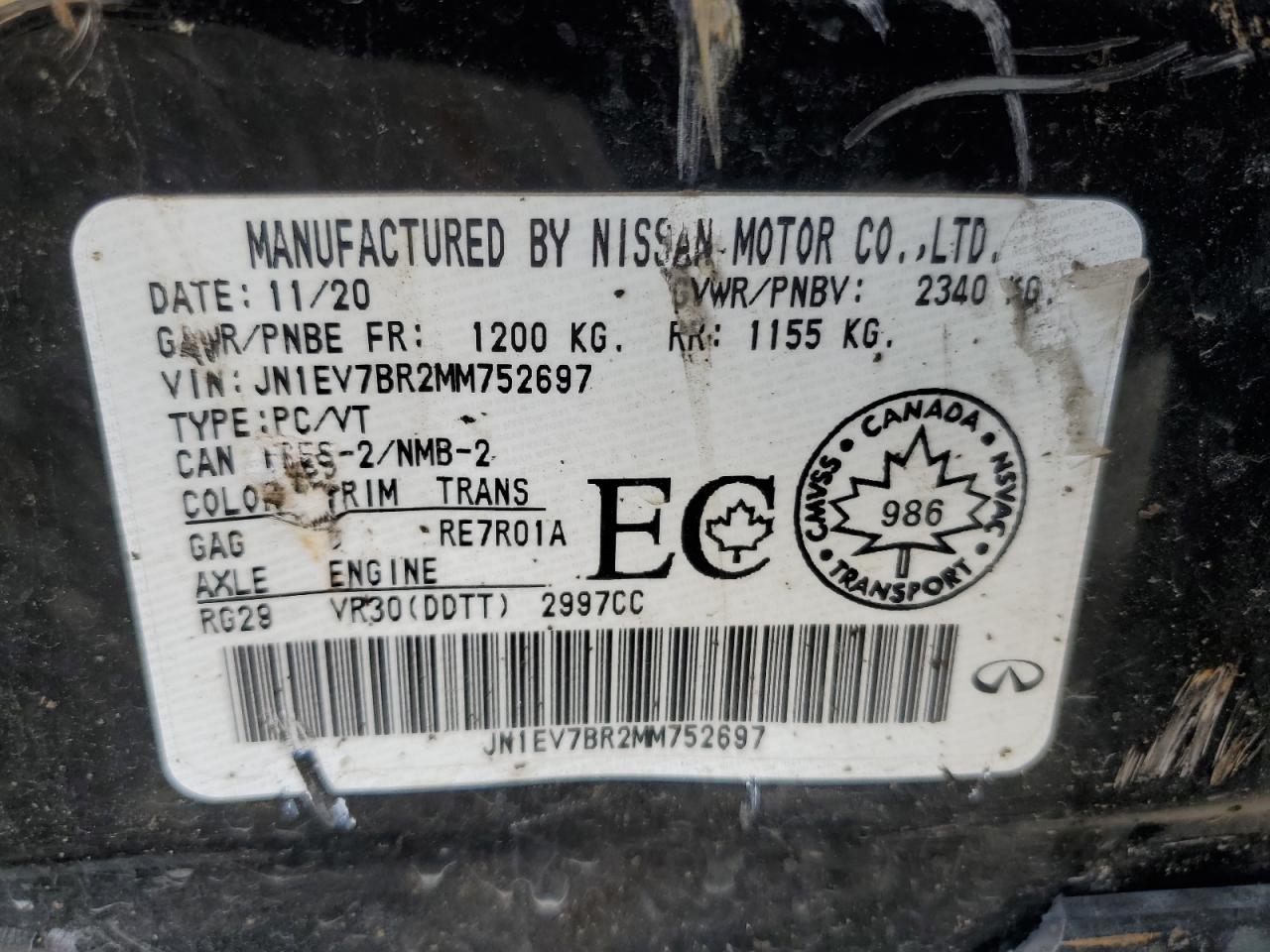 2021 Infiniti Q50 Luxe VIN: JN1EV7BR2MM752697 Lot: 72025775