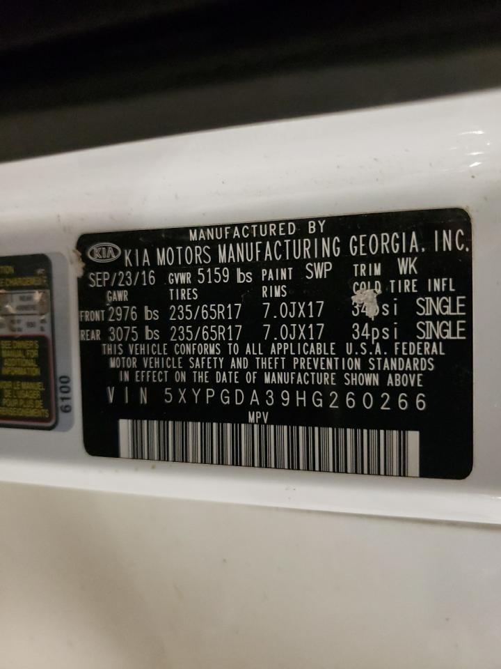 2017 Kia Sorento Lx VIN: 5XYPGDA39HG260266 Lot: 72082585