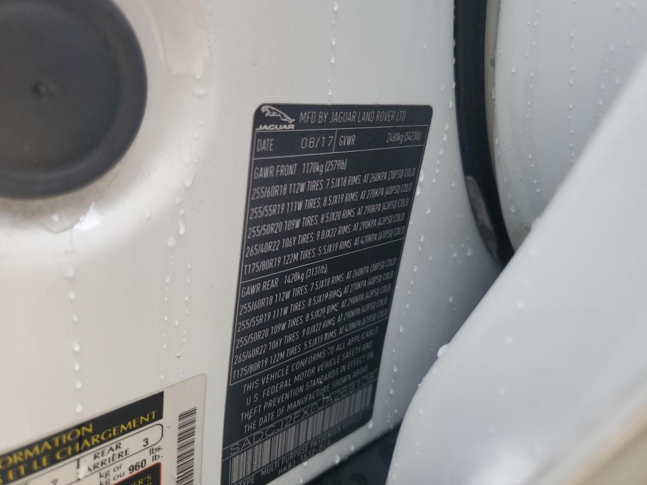 2018 Jaguar F-Pace Premium VIN: SADCJ2FX0JA269108 Lot: 72032945