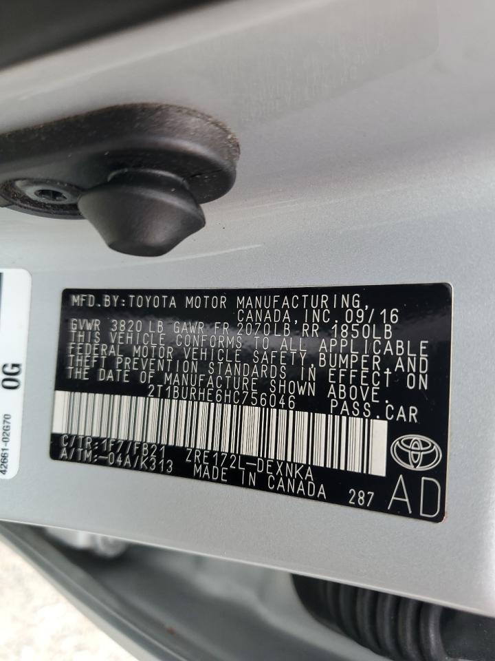 2017 Toyota Corolla L VIN: 2T1BURHE6HC756046 Lot: 85267155