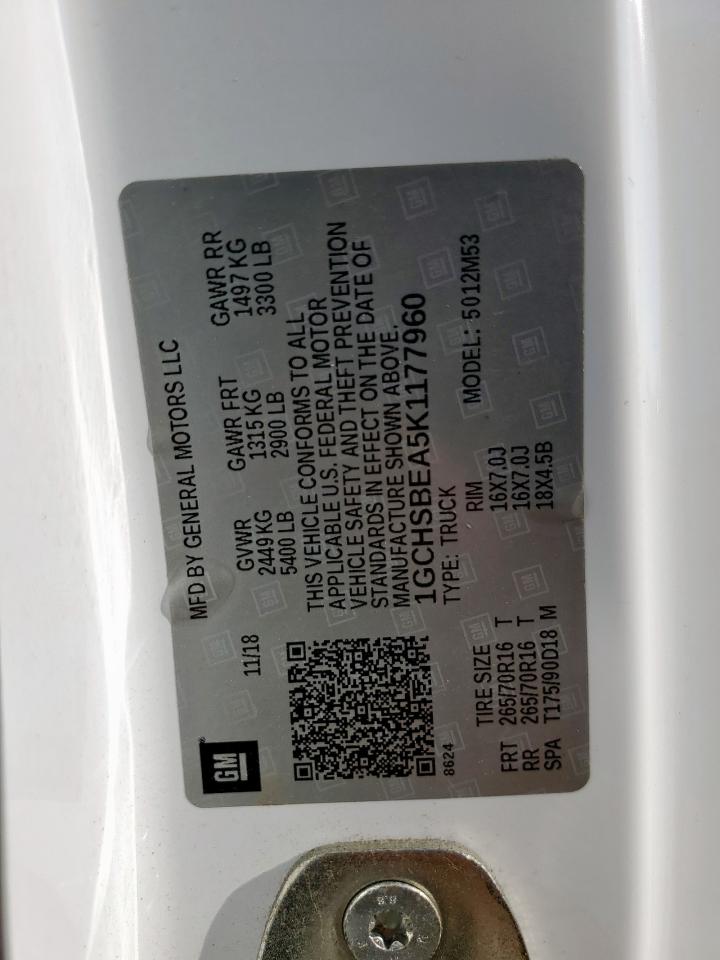 2019 Chevrolet Colorado VIN: 1GCHSBEA5K1177960 Lot: 80292095