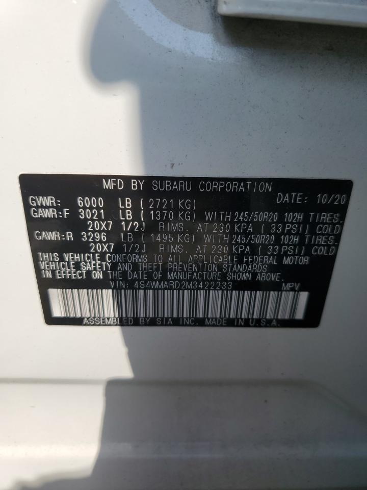 2021 Subaru Ascent Touring VIN: 4S4WMARD2M3422233 Lot: 80805775