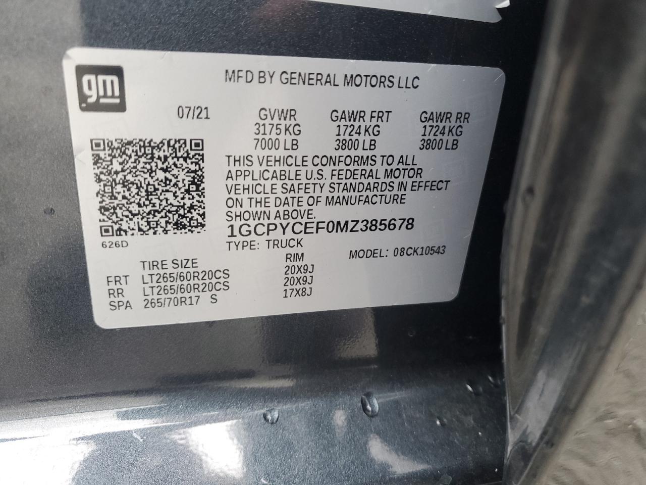 2021 Chevrolet Silverado K1500 Trail Boss Custom VIN: 1GCPYCEF0MZ385678 Lot: 81625835