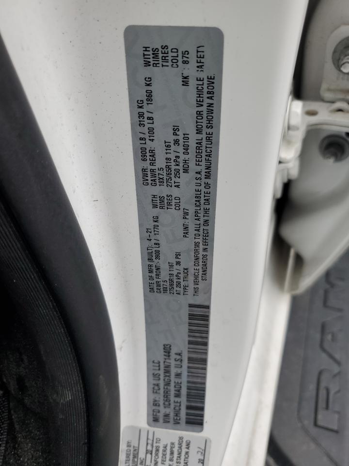 2021 Ram 1500 Tradesman VIN: 1C6RRFNGXMN714403 Lot: 70852825