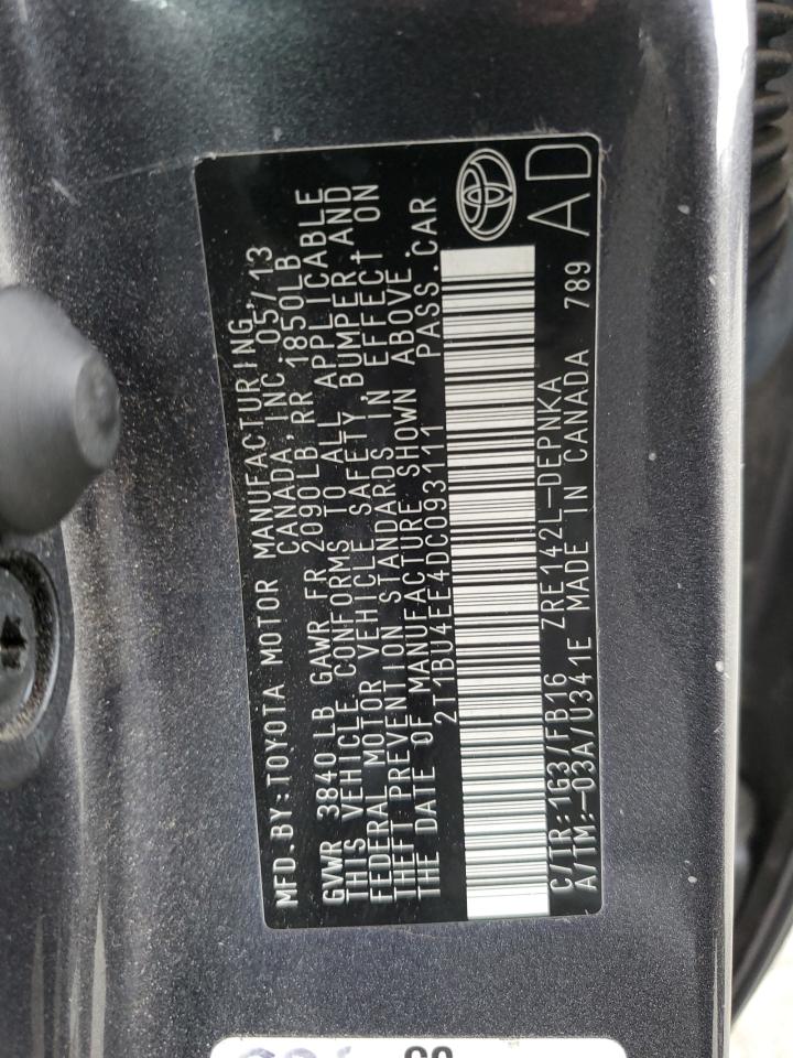 2013 Toyota Corolla Base VIN: 2T1BU4EE4DC093111 Lot: 81503715