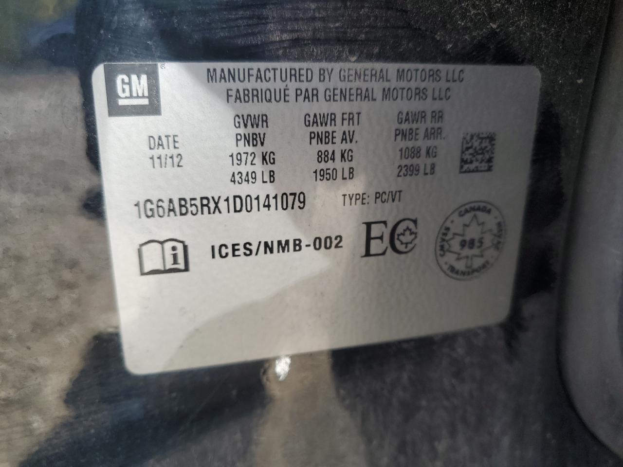2013 Cadillac Ats Luxury VIN: 1G6AB5RX1D0141079 Lot: 84631455