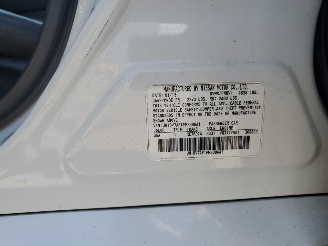 2015 Infiniti Q50 Base VIN: JN1BV7AP1FM338641 Lot: 80647185