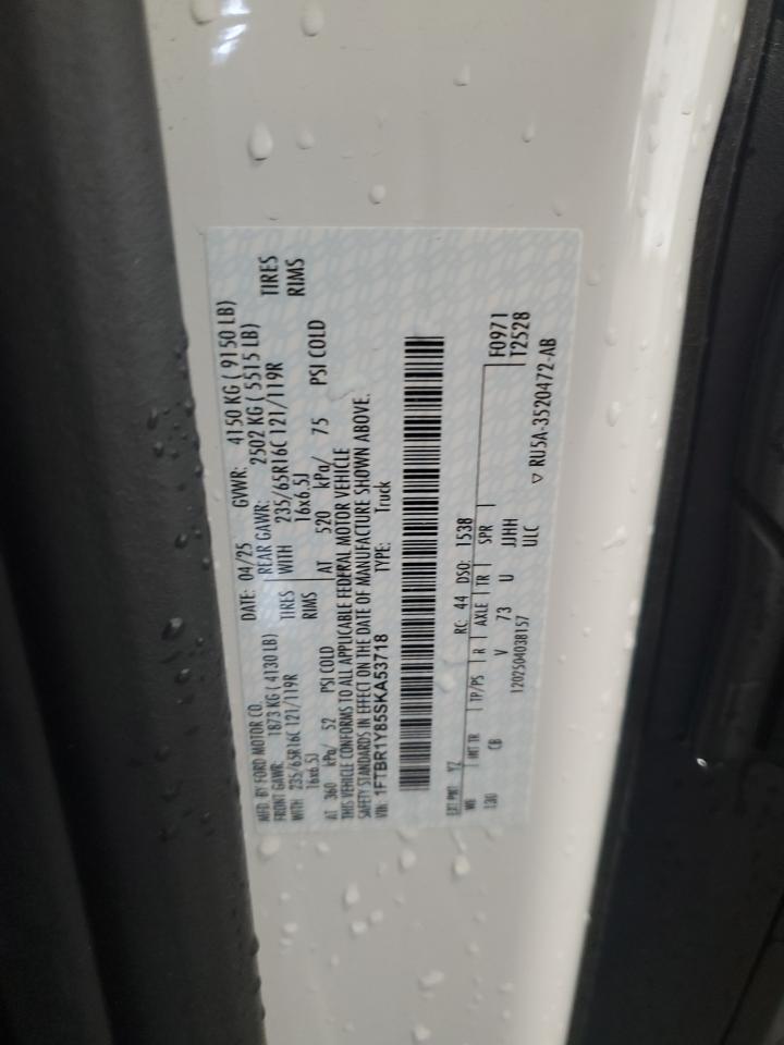 2025 Ford Transit T-250 VIN: 1FTBR1Y85SKA53718 Lot: 84646125