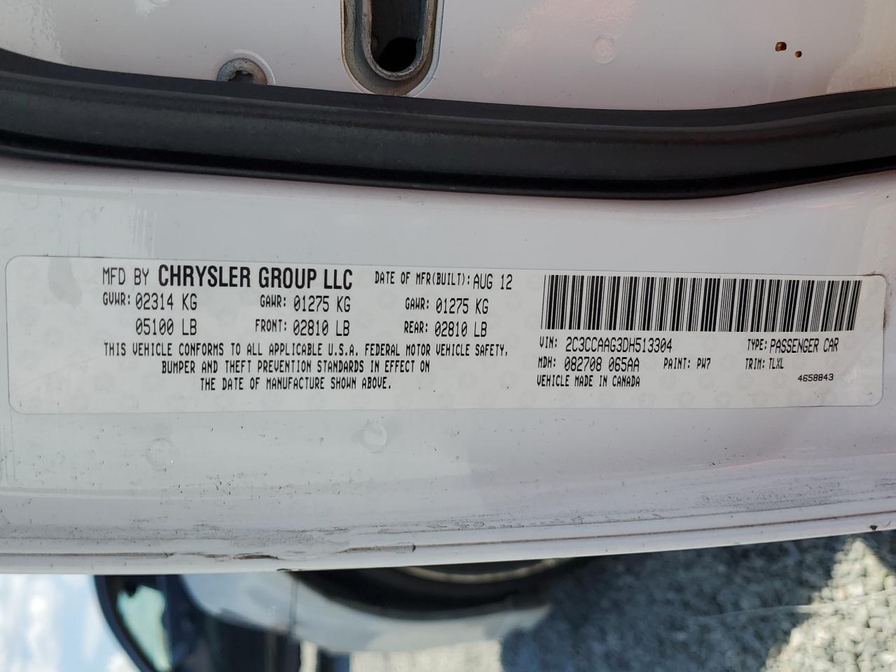 2013 Chrysler 300 VIN: 2C3CCAAG3DH513304 Lot: 71484675