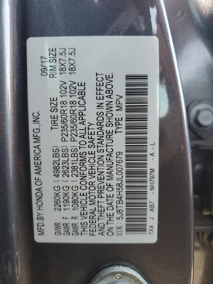 2018 Acura Rdx Technology VIN: 5J8TB4H58JL007679 Lot: 71416555