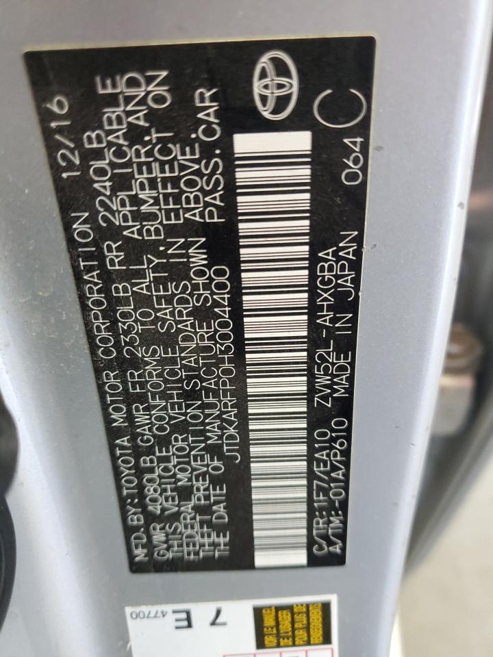 2017 Toyota Prius Prime VIN: JTDKARFP0H3004400 Lot: 80927675