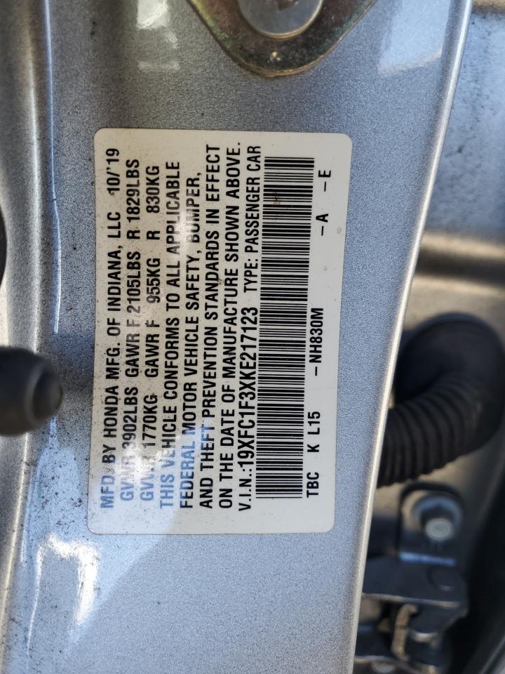 2019 Honda Civic Ex VIN: 19XFC1F3XKE217123 Lot: 72102925