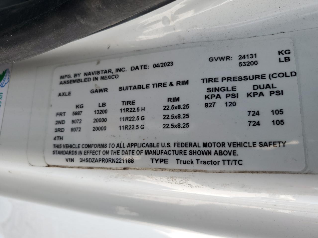 2024 International Lt625 Semi Truck VIN: 3HSDZAPR0RN221188 Lot: 80071745