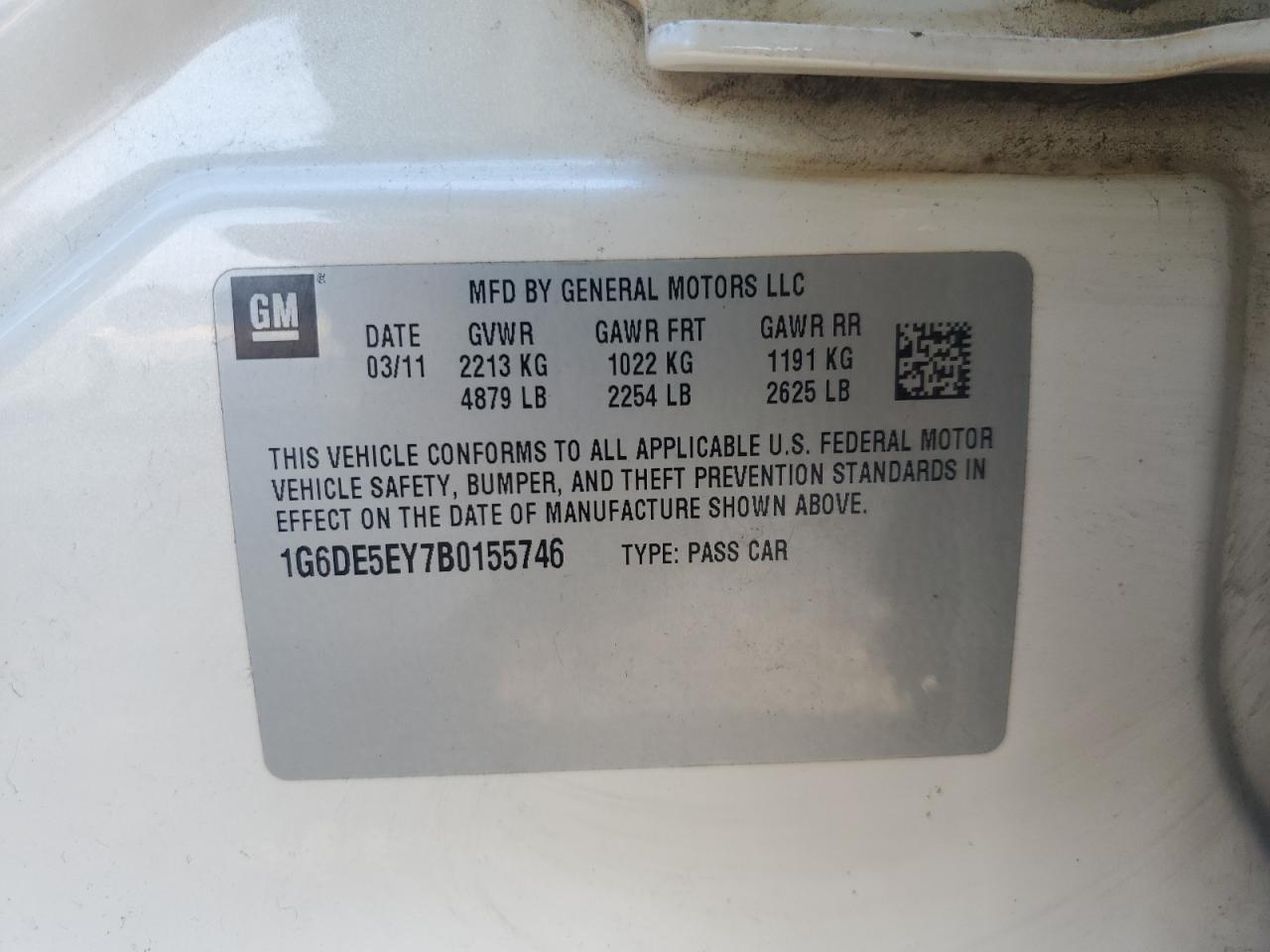 2011 Cadillac Cts Luxury Collection VIN: 1G6DE5EY7B0155746 Lot: 71695795