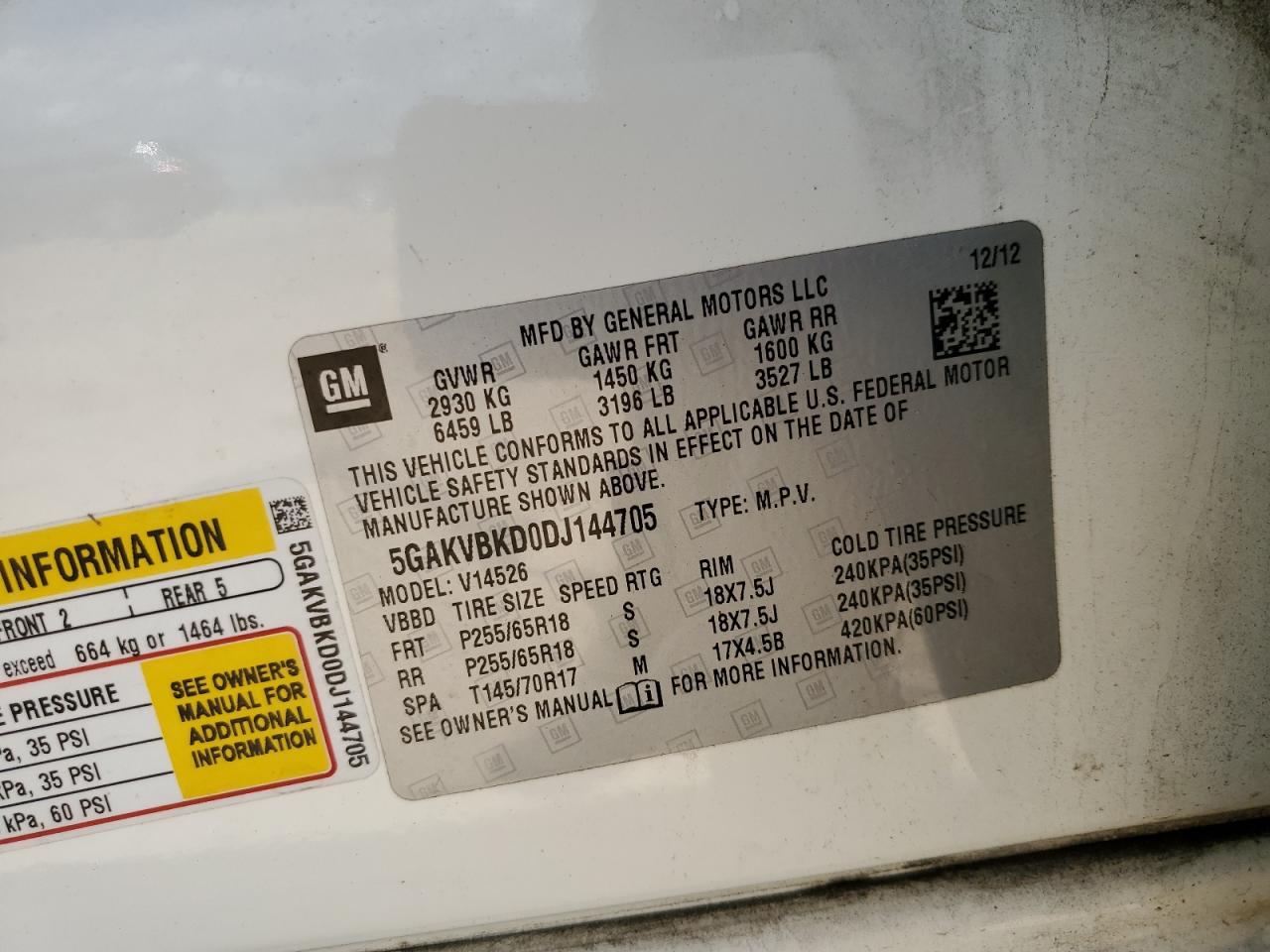 2013 Buick Enclave VIN: 5GAKVBKD0DJ144705 Lot: 80203375