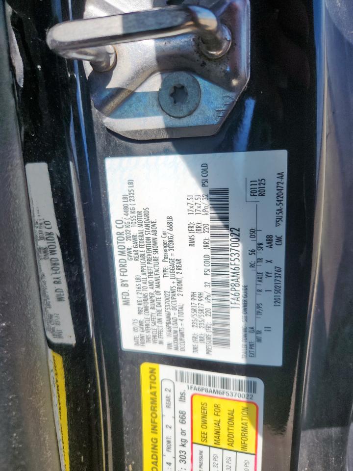 2015 Ford Mustang VIN: 1FA6P8AM6F5370022 Lot: 84594425