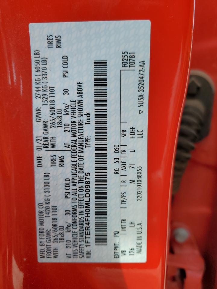 2021 Ford Ranger Xl VIN: 1FTER4FH0MLD09875 Lot: 84477575