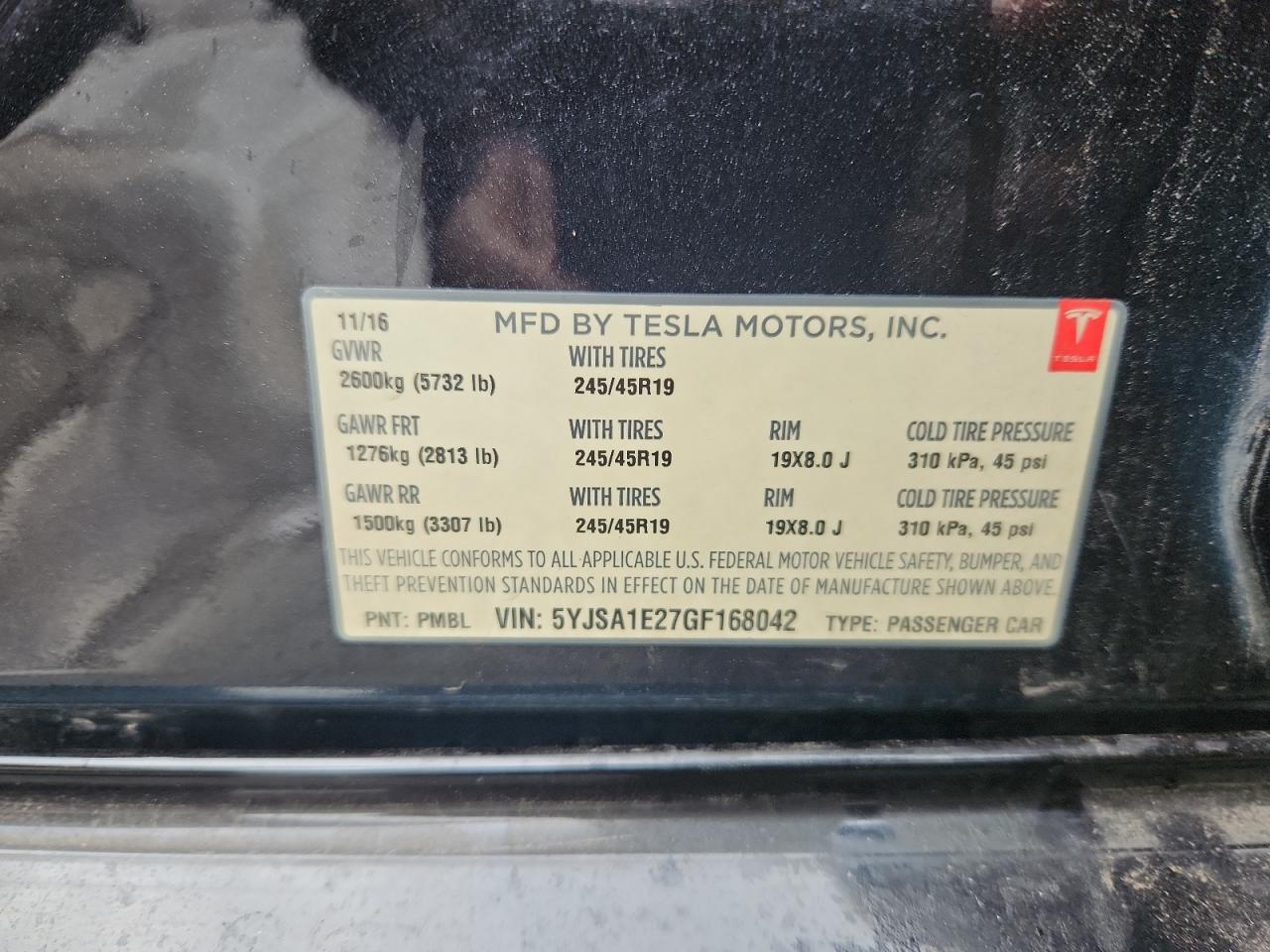 2016 Tesla Model S VIN: 5YJSA1E27GF168042 Lot: 81431925