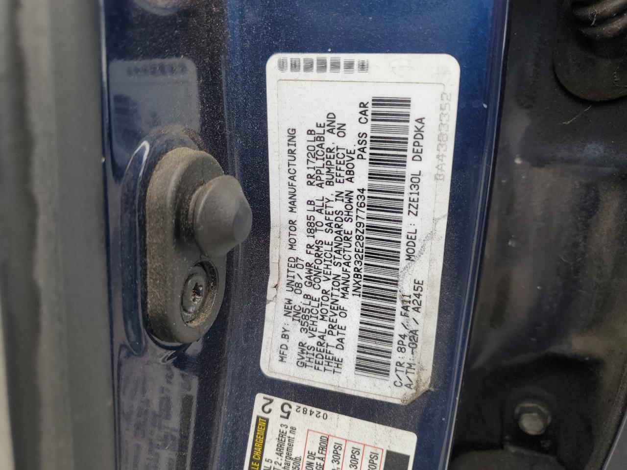 2008 Toyota Corolla Ce VIN: 1NXBR32E28Z977634 Lot: 81984295