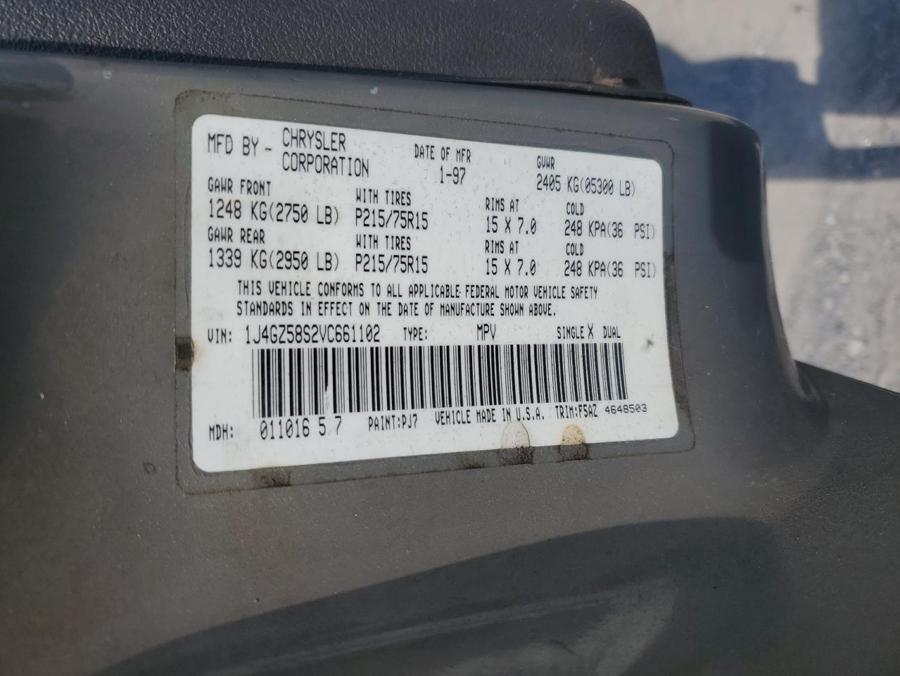 1996 Jeep Grand Cherokee Laredo VIN: 1J4GZ58S5TC207035 Lot: 71273115