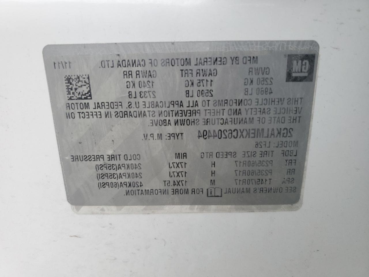 2012 GMC Terrain Sle VIN: 2GKALMEKXC6204494 Lot: 71106135