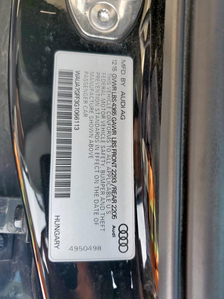 2016 Audi A3 Premium VIN: WAUA7GFF3G1066113 Lot: 84001795