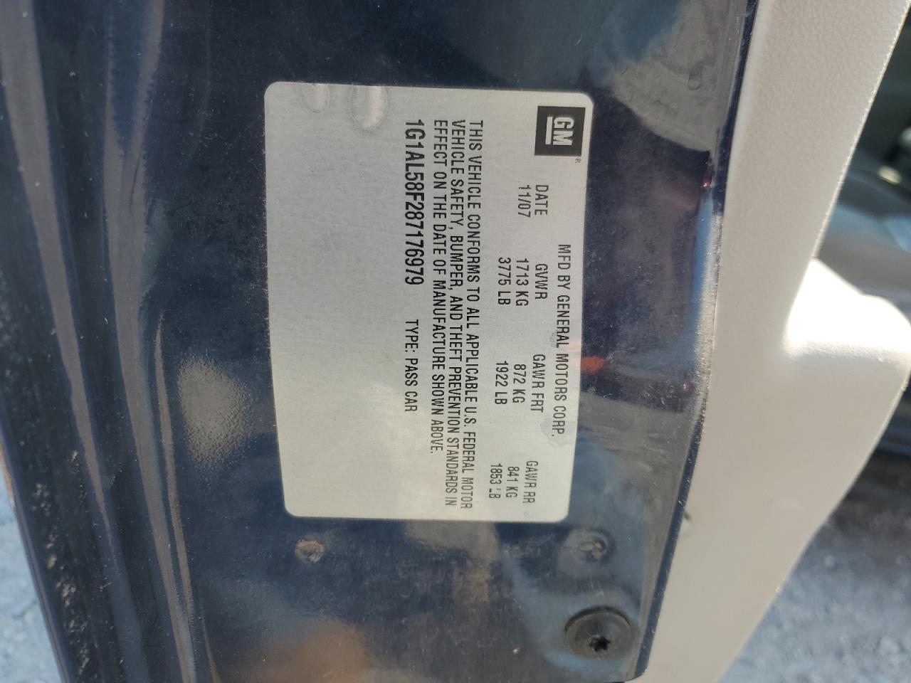 2008 Chevrolet Cobalt Lt VIN: 1G1AL58F287176979 Lot: 80706625