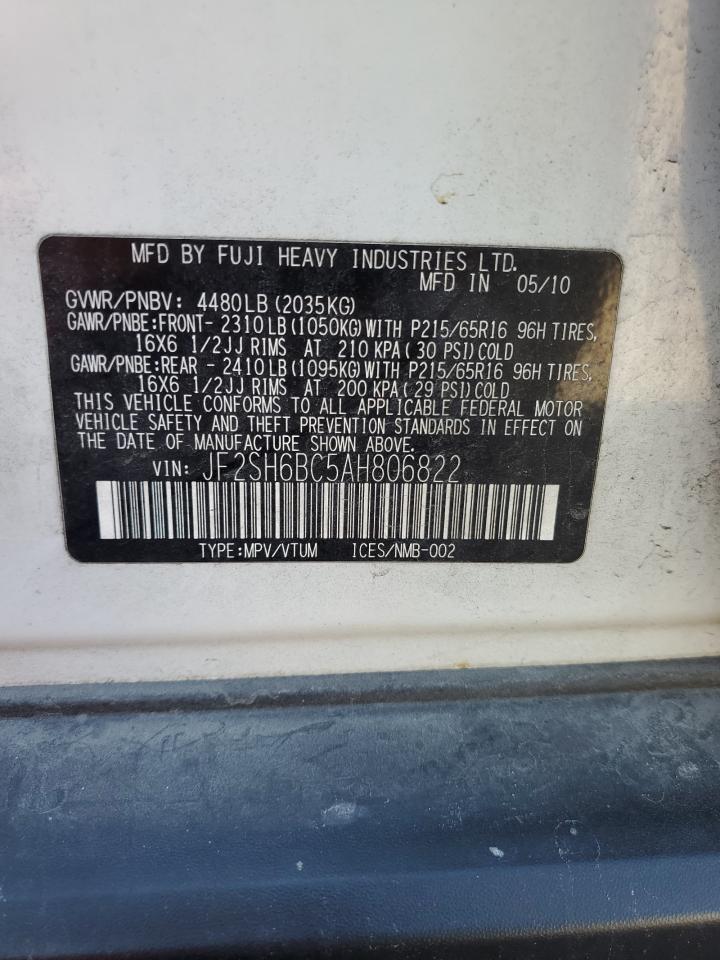2010 Subaru Forester Xs VIN: JF2SH6BC5AH806822 Lot: 84274925