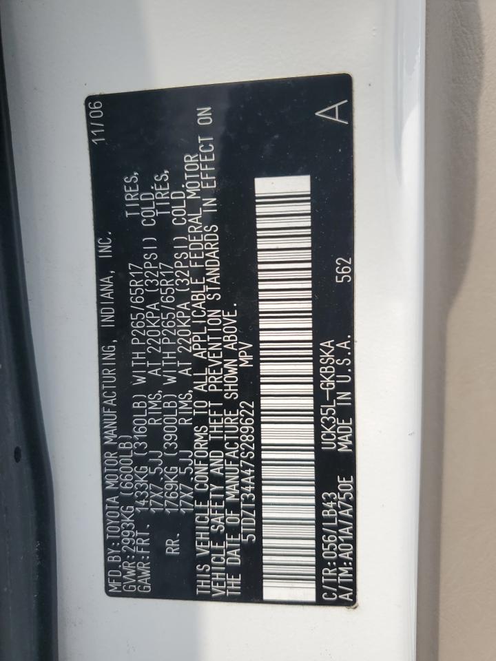 2007 Toyota Sequoia Sr5 VIN: 5TDZT34A47S289622 Lot: 80674295