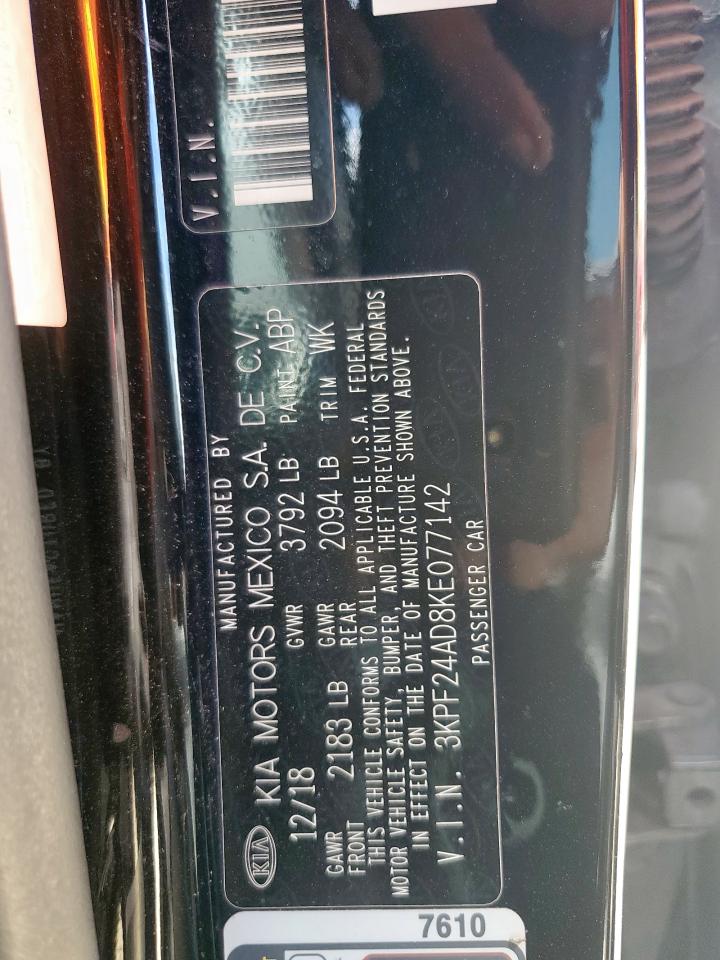 2019 Kia Forte Fe VIN: 3KPF24AD8KE077142 Lot: 81458915