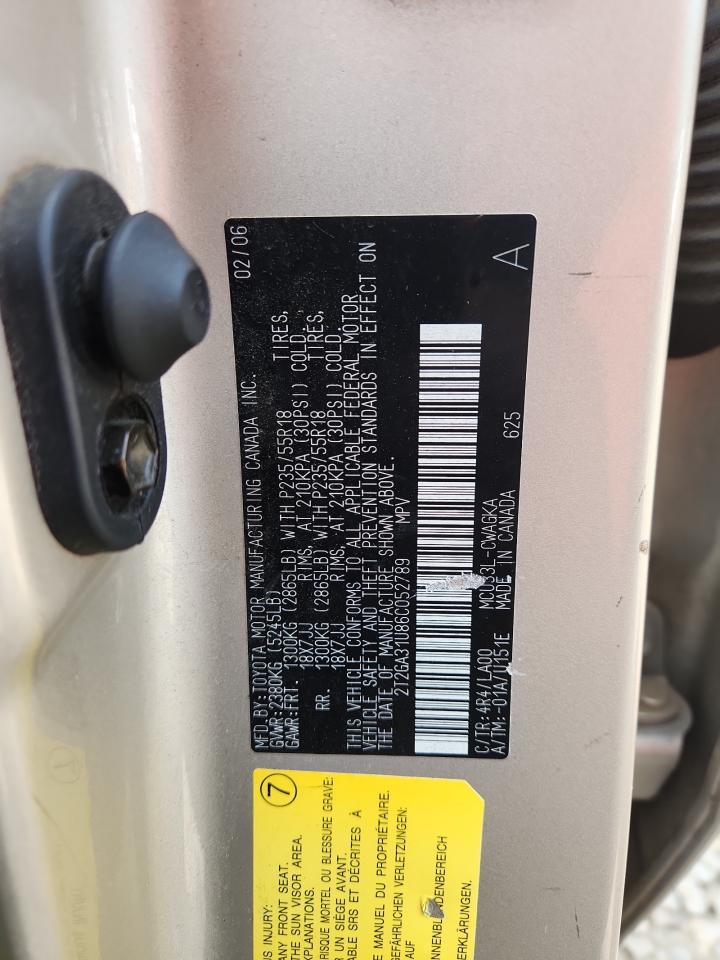 2006 Lexus Rx 330 VIN: 2T2GA31U86C052789 Lot: 70780985