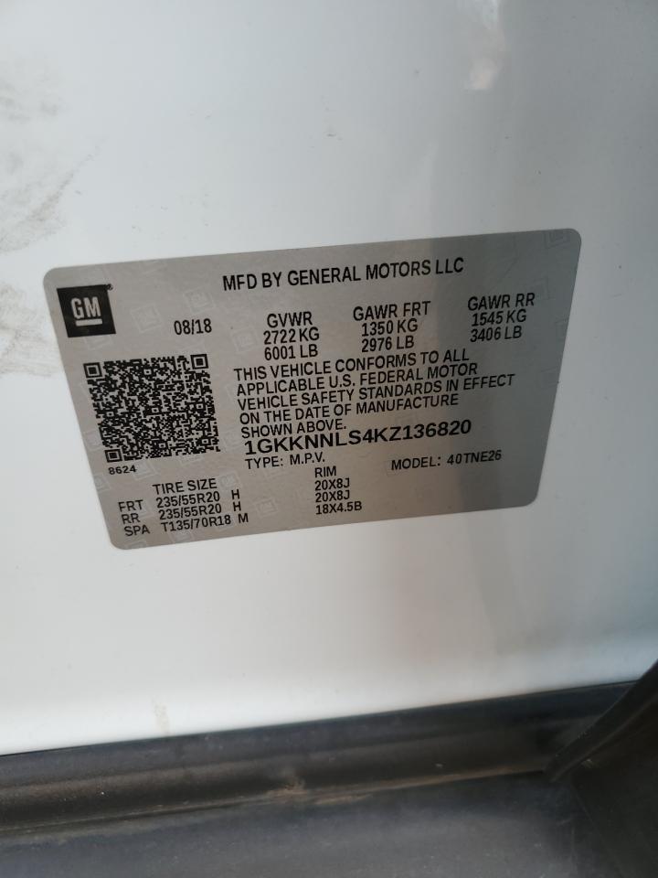 2019 GMC Acadia Slt-2 VIN: 1GKKNNLS4KZ136820 Lot: 71246645