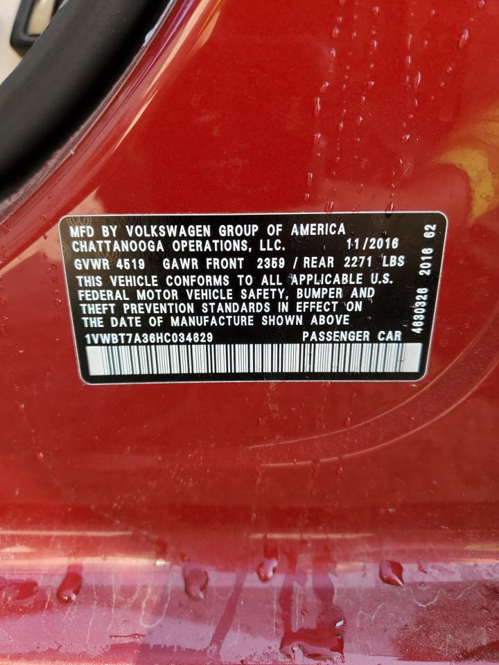 2017 Volkswagen Passat Se VIN: 1VWBT7A36HC034629 Lot: 69650605