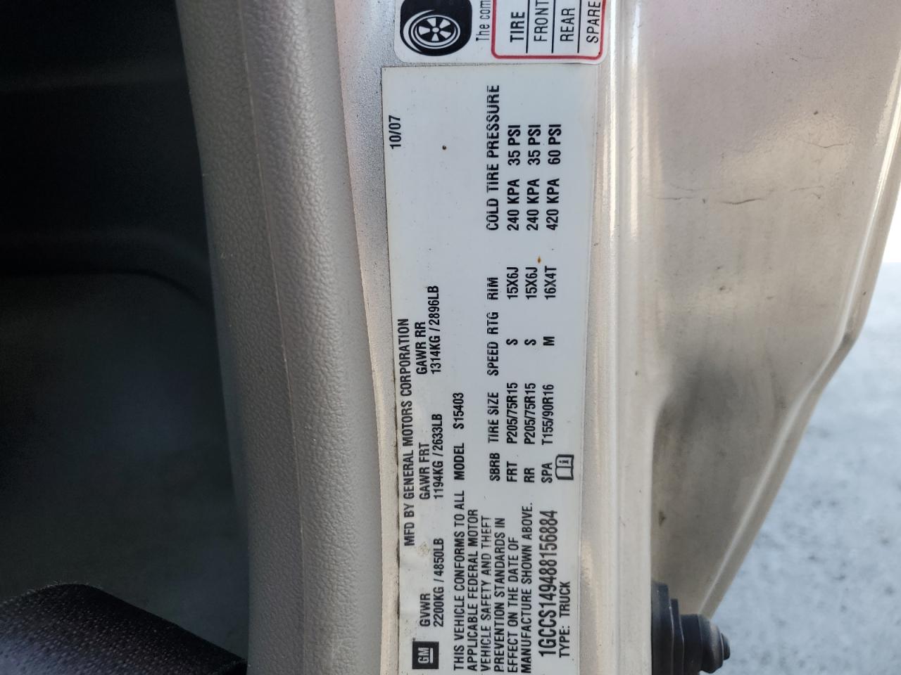 2008 Chevrolet Colorado VIN: 1GCCS149488156884 Lot: 81267725